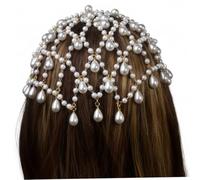 Tocado de perlas, cadena para la cabeza Art Deco con diamantes de imitación, accesorio para el cabello estilo flapper de los años 20 para mujer, fiesta, boda vintage, dorado, joyería para el cabello