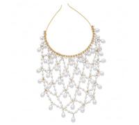 Tocado de perlas estilo flapper cadena para la cabeza estilo art déco con diamantes de imitación accesorio para el cabello flapper de los años 20 para mujer fiesta boda vintage dorado.