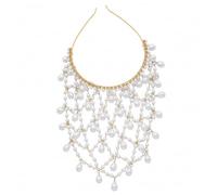 Tocado de perlas estilo flapper cadena para la cabeza estilo art déco con diamantes de imitación accesorio para el cabello flapper de los años 20 para mujer fiesta boda vintage dorado.