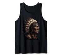 Tocado de Plumas con Bandera nativa Americana de Estados Unidos Camiseta sin Mangas