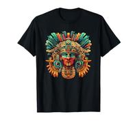 Tocado de Plumas con máscara de Guerrero Tribal Maya Camiseta