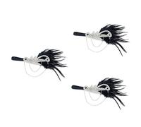 Tocado de plumas de boda para mujer, 1 pieza fascinante diadema tiara accesorios de cristal para novia (negro x 3 piezas, 1 cuenta (paquete de 1))