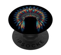Tocado de Plumas de Regalo de Cultura indígena nativa Americana PopSockets PopGrip Adhesivo