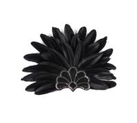 Tocado de plumas glamurosas, tocado de carnaval Showgirl con banda de diamantes de imitación para bailes de máscaras, Halloween, fiesta de Mardi Gras (negro)