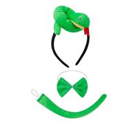 Tocado de serpiente para niños, juego de 3 piezas con pajarita y cola, accesorios realistas de disfraz de Medusa para bailes de máscaras, eventos escolares, carnaval y actuaciones escénicas, kit de