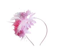 Tocado elegante for el cabello con flores de plumas for boda, sombrero for tocado for mujer, accesorios for diadema for fiesta de cóctel(Color:Pink)