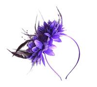 Tocado elegante for el cabello con flores de plumas for boda, sombrero for tocado for mujer, accesorios for diadema for fiesta de cóctel(Color:Purple)