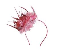 Tocado elegante for el cabello con flores de plumas for boda, sombrero for tocado for mujer, accesorios for diadema for fiesta de cóctel(Color:Coral color)