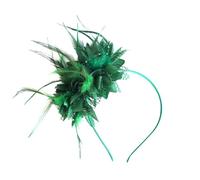 Tocado elegante for el cabello con flores de plumas for boda, sombrero for tocado for mujer, accesorios for diadema for fiesta de cóctel(Color:Green)
