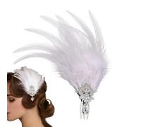 Tocado estilo flapper de plumas - Pinza para el cabello con diamantes de imitación, tocado de los años 20 | Accesorio de boda nupcial vintage Estilo locos años veinte para de disfraces