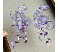 Tocado floral retro con borlas, pinzas chinas para el pelo, para peinado, uso diario, banquetes de fiesta (morado)