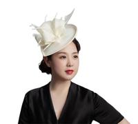 Tocado for boda, iglesia, velo, tocado de plumas, sombrero for mujer, accesorios for cóctel, fiesta té(Beige)