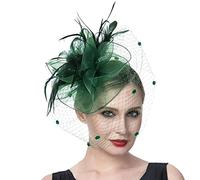 Tocado for mujer, for cóctel, boda, iglesia, vestido, flor, plumas, tocado de malla(C)