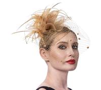 Tocado for mujer, for cóctel, boda, iglesia, vestido, flor, plumas, tocado de malla(F)