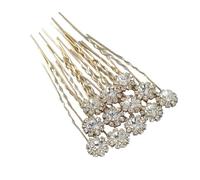 Tocado Novia 12PCS Simple Rhinestone Flower U-Shaped Hairpins For Women Classic Updo Hair Clips Party Accessories(Color5)