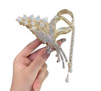Tocado Novia 2pc Female Flower Pearls Tassel Hair Clip Back Of Head Women Temperament Korean Style Accessories Headwear(E-1 PC)