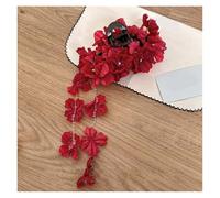 Tocado Novia 3pc Colorful Hydrangea Flower Hair Claw For Women Sweet Cute Petal Tassel Shark Clip Hairpin Accessories(Red1)