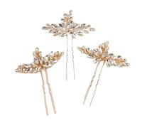 Tocado Novia 3Pcs Bridal Pin Metal Barrette Clip Hairpins Rhinestone Wedding Hairstyle Design Tools Women Hair Accessories(Color 07)