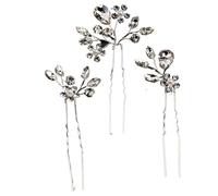 Tocado Novia 3Pcs Bridal Pin Metal Barrette Clip Hairpins Rhinestone Wedding Hairstyle Design Tools Women Hair Accessories(Style 19)