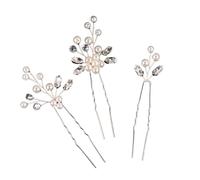 Tocado Novia 3Pcs Bridal Pin Metal Barrette Clip Hairpins Rhinestone Wedding Hairstyle Design Tools Women Hair Accessories(Color-22)