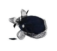Tocado nupcial for mujer con plumas, velo estampado de puntos, elegantes sombreros tipo pastillero for fiesta té y boda Para Bodas, Fiestas de Té