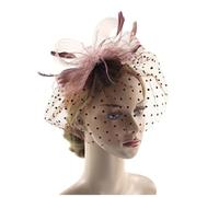 Tocado para mujer, sombrero de flores, malla, plumas, diadema para fiesta de té, tocado para fiestas, iglesia, boda, para mujeres, niñas, velo, diadema vintage, tocado de 20 a 50 (café, talla única)