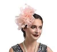 Tocado para mujer, tocado de flores, plumas, velo, pastillero, sombrero de boda, tocado de novia, retro, cóctel, té, accesorios para mujer, con clip para iglesia, banquete, baile, despedida de soltera