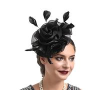 Tocado para mujer, tocado de flores, plumas, velo, pastillero, sombrero de boda, tocado de novia, retro, cóctel, té, accesorios para mujer, con clip para iglesia, banquete, baile, despedida de soltera