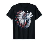 Tocado Tribal del día Indio Americano de Lobo Camiseta