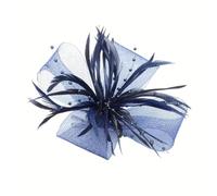 Tocado y broche de tamaño mediano, color azul marino