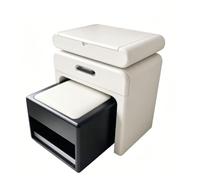 Tocador 2-en-1 con Espejo y Taburete Almacenaje, Pequeña Mesa de Maquillaje | Taburete Almacenaje, Espejo 3 Colores, Almacenaje por Zonas, Ahorro Espacio 0,25m², Acabado Piano, Fácil Limpieza