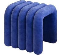 Tocador CóModo de Tela Afelpada, Taburete Tapizado Moderno de Capas, Taburete Auxiliar Tapizado Minimalista para BañO y Oficina(Blue)