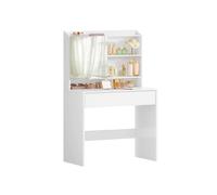 Tocador con Espejo Mesa de Maquillaje con Armario 70 x 40 x 136 cm Blanco