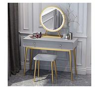 Tocador de alta gama para mujeres y niñas, juego de tocador con pantalla táctil, espejo de atenuación, 3 modos de iluminación de color, 2 cajones deslizantes (color: gris. Tamaño: 120 x 40 x 75 cm