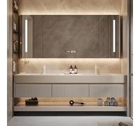 Tocador de baño flotante con armario de espejo antiniebla inteligente e iluminación LED para soluciones de almacenamiento modernas