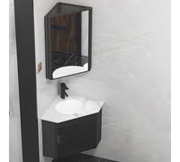 Tocador de baño montado en la pared con encimera y armario de espejo, fregadero de almacenamiento para soluciones de baño que ahorran espacio