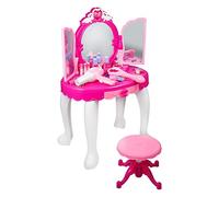 Tocador de Juguete de Mesa de Maquillaje con Silla de Espejo, Juego de tocador de Princesa con secador de Pelo, Juego de salón de Belleza, Accesorios de Maquillaje, Juguete,