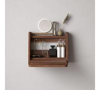 Tocador flotante plegable con espejo, de madera maciza de 18 mm, con almacenamiento, tocador oculto que ahorra espacio