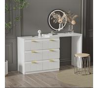 Tocador Funcional con Diseño Floral - Superficie Giratoria Adaptable, Mecanismo de Cajón Silencioso y Acabados Duraderos - Para una Experiencia de Belleza Práctica y Estética en la Vida Diaria