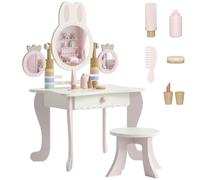 AIYAPLAY Tocador para Niñas, Tocador de Maquillaje Niñas, Rosa, +3 Años | con Taburete, Espejos Giratorios, Cajón, 6 Accesorios, Bandejas Laterales