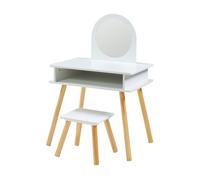 Tocador infantil con taburete ovanåker - blanco/natural [en.casa]