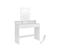 VASAGLE KAILYN Colección - Tocador, Luces LED con Brillo Ajustable, Mesa de Maquillaje con Espejo, 2 Cajones y 3 Compartimentos, Moderno, Blanco RDT164W01