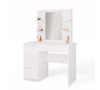 Tocador MARINA 4P ESPEJO MIJAS IZQUIERDA 4 Cajones 4 Estantes BLANCO Para Dormitorio