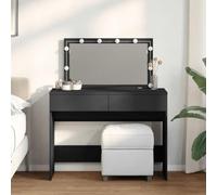 Tocador mesa de maquillaje Vanity Table, tocador con iluminación LED negro 100 x 40 x 120 cm, mesa de maquillaje para mujeres, dormitorio, instalación rápida, fácil de mantener