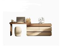Tocador minimalista de madera maciza con espejo, escritorio esquinero de maquillaje para dormitorio, diseño abatible, elegante mesa de tocador para decoración elegante del hogar