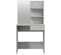 Tocador Moderno con Luces LED, Espejo, Cajón y Estantes Abiertos para Vestidor de Dormitorio (Gris Cemento)