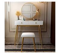 Tocador moderno de alta gama, organizador de dormitorio, juego de mesa de tocador para el hogar, 2 cajones grandes, taburete acolchado, tocador de maquillaje (color: verde. Tamaño: 100 x 40 x 75 cm
