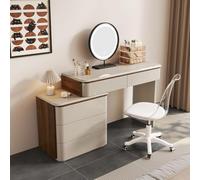 Tocador moderno y simple de madera maciza, tocador de esquina integrado con armario de cubo para almacenamiento de dormitorio (blanco lechoso, 80 x 60 cm)