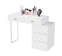 Tocador multifuncional con elegante diseño de cajón, estructura de metal para un soporte firme, superficie lisa, líneas bien formadas, diseño creativo para conceptos de decoración (blanco)