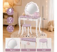 Tocador para niñas con espejo y taburete, diseño de , mesa de maquillaje y peluquería para dormitorio